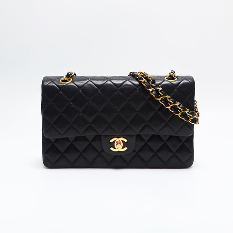 極美品 シャネル CHANEL 6番台 2000-2001 マテラッセ 25cm ダブルフラップ ラムスキン ショルダーバッグ  ブラック WS14933