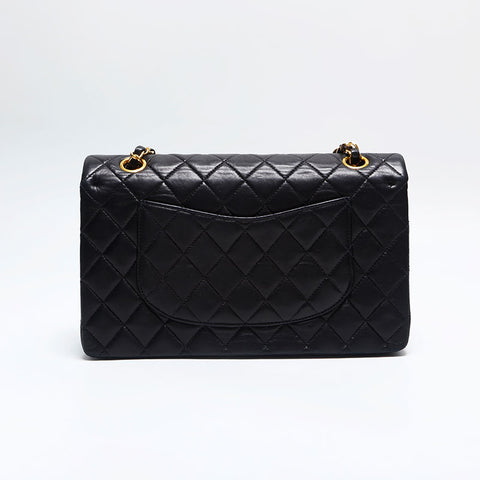 CHANEL No.6 2000-2001 Matelasse 9.8" Double Flap Lambskin Shoulder Bag black WS14933