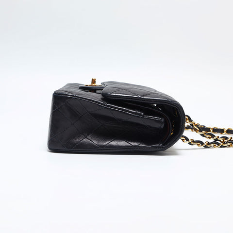 CHANEL No.6 2000-2001 Matelasse 9.8" Double Flap Lambskin Shoulder Bag black WS14933