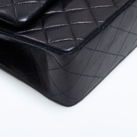 CHANEL No.6 2000-2001 Matelasse 9.8" Double Flap Lambskin Shoulder Bag black WS14933