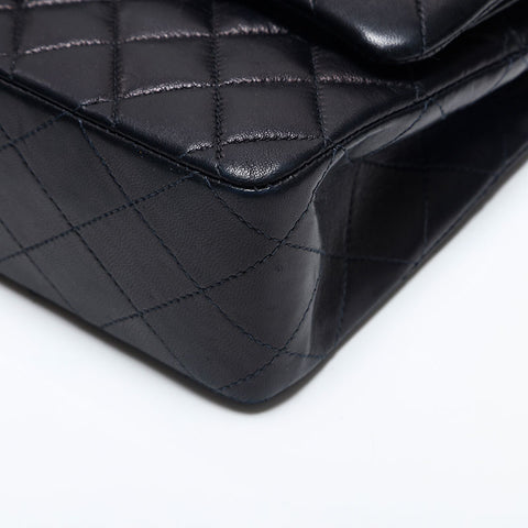 CHANEL No.6 2000-2001 Matelasse 9.8" Double Flap Lambskin Shoulder Bag black WS14933
