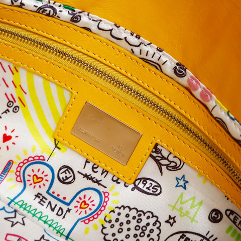 FENDI Matelasse Mamma Bucket Leather Shoulder Bag yellow WS14935