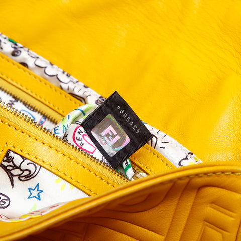 FENDI Matelasse Mamma Bucket Leather Shoulder Bag yellow WS14935