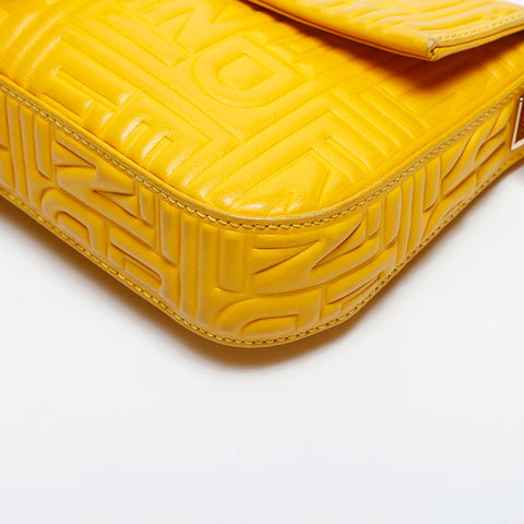 FENDI Matelasse Mamma Bucket Leather Shoulder Bag yellow WS14935