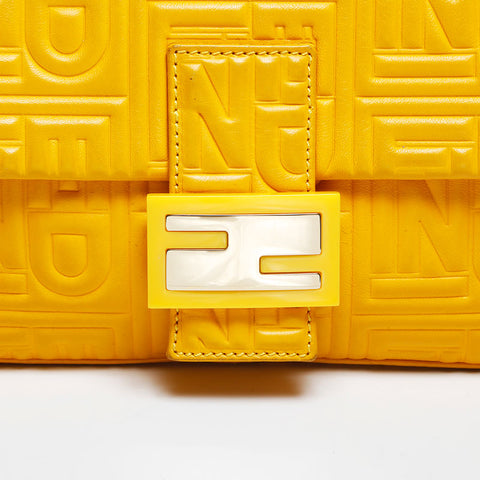 FENDI Matelasse Mamma Bucket Leather Shoulder Bag yellow WS14935