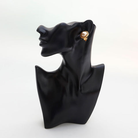 CHANEL 1980s round logo pearl Earring gold WS14936