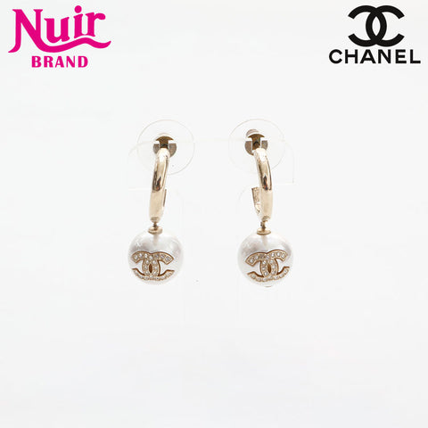 シャネル CHANEL 2022年ココマーク　パールラインストーン ピアス ゴールド WS14938
