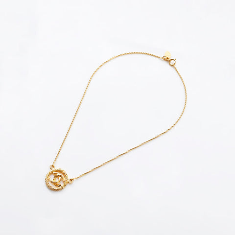 CHANEL 1980-1990s COCO Mark Round Necklace gold WS14939
