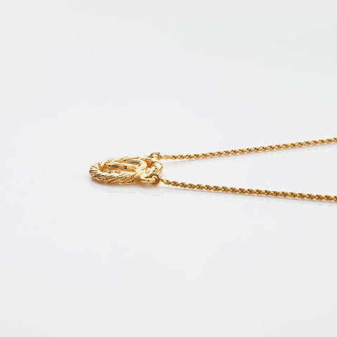 CHANEL 1980-1990s COCO Mark Round Necklace gold WS14939