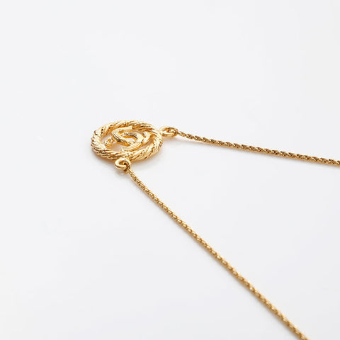 CHANEL 1980-1990s COCO Mark Round Necklace gold WS14939