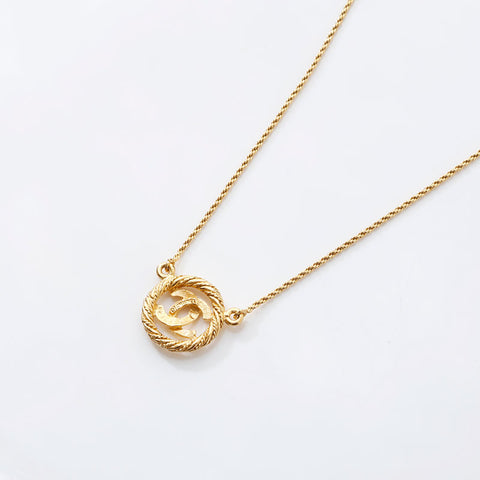 CHANEL 1980-1990s COCO Mark Round Necklace gold WS14939