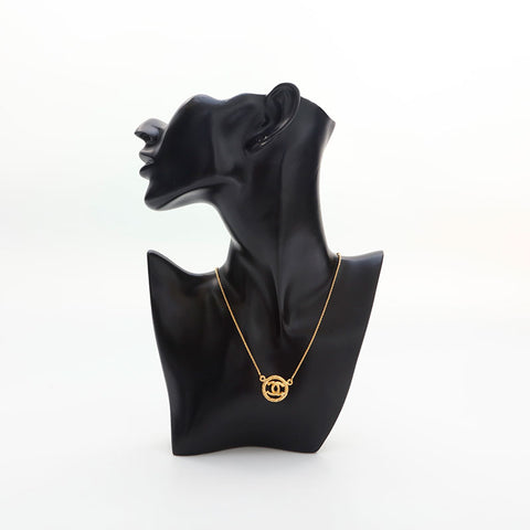 CHANEL 1980-1990s COCO Mark Round Necklace gold WS14939