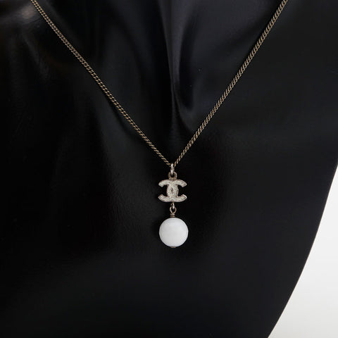 CHANEL 2010 COCO Mark Necklace Silver WS14942