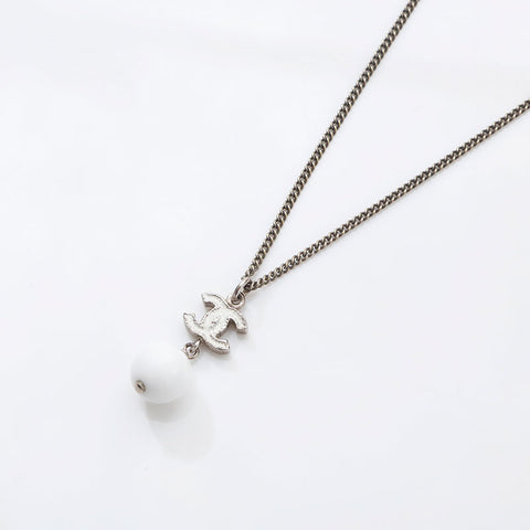 CHANEL 2010 COCO Mark Necklace Silver WS14942