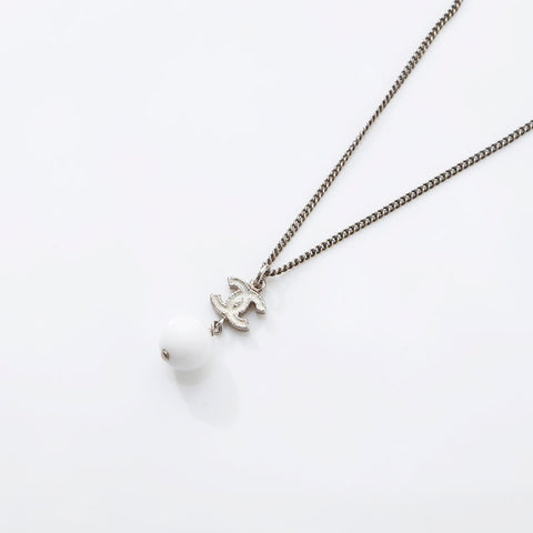 CHANEL 2010 COCO Mark Necklace Silver WS14942