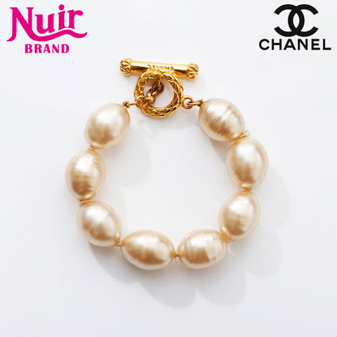 シャネル CHANEL 1993年　ロゴパール ブレスレット ゴールド WS14946