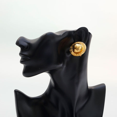 CELINE 1980-1990s Logo Round Earring gold WS14947