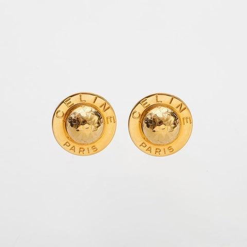 CELINE 1980-1990s Logo Round Earring gold WS14947