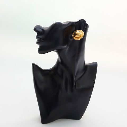 CELINE 1980-1990s Logo Round Earring gold WS14947