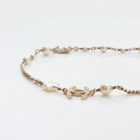 CHANEL 2017 COCO Mark Pearl Star Necklace gold WS14951