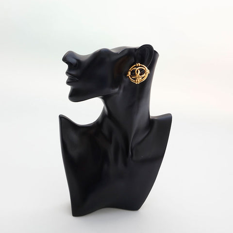 CHANEL 1994 COCO Mark Round Earring gold WS14952