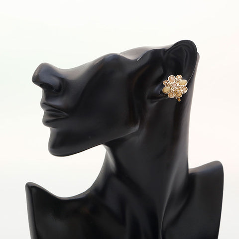 CHANEL 2013 Rhinestone Flower Earring gold WS14956