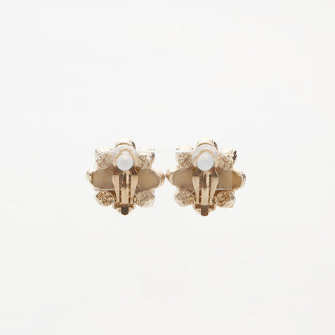 CHANEL 2013 Rhinestone Flower Earring gold WS14956