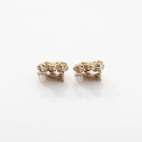 CHANEL 2013 Rhinestone Flower Earring gold WS14956