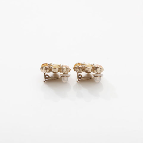CHANEL 2013 Rhinestone Flower Earring gold WS14956