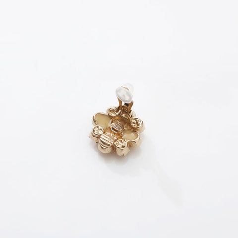 CHANEL 2013 Rhinestone Flower Earring gold WS14956