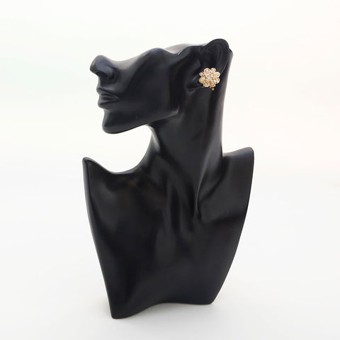 CHANEL 2013 Rhinestone Flower Earring gold WS14956