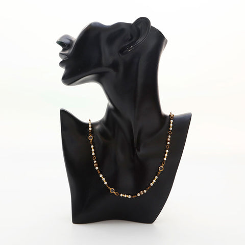 CHANEL 1970s pearl rhinestone Necklace gold WS14958