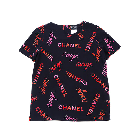 Chanel Chanel Logo Kurzarm Shirt Schwarz WS1495