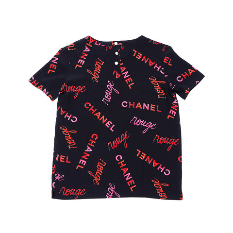 Chanel Chanel Logo Kurzarm Shirt Schwarz WS1495