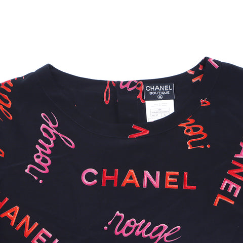 Chanel Chanel Logo Kurzarm Shirt Schwarz WS1495