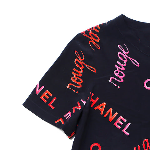 Chanel CHANEL logo short sleeve shirt black WS1495