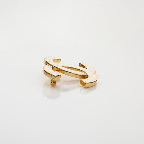 CHANEL 2023 White COCO Mark Brooch gold WS14960