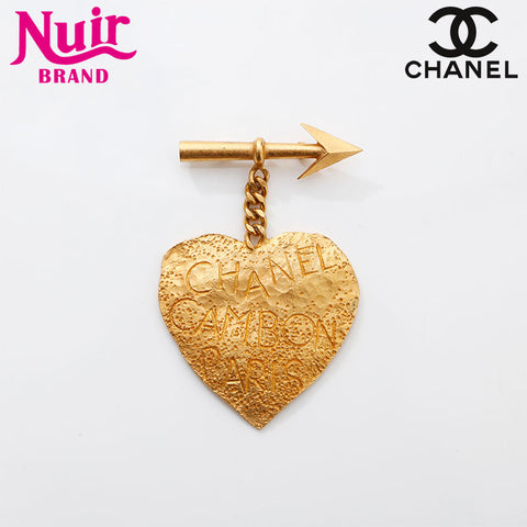 CHANEL 93P 1993 Heart Arrow Brooch gold WS14961