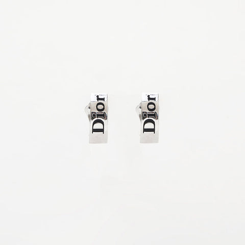 Christian Dior 1990-2000s logo Earring Silver WS14964
