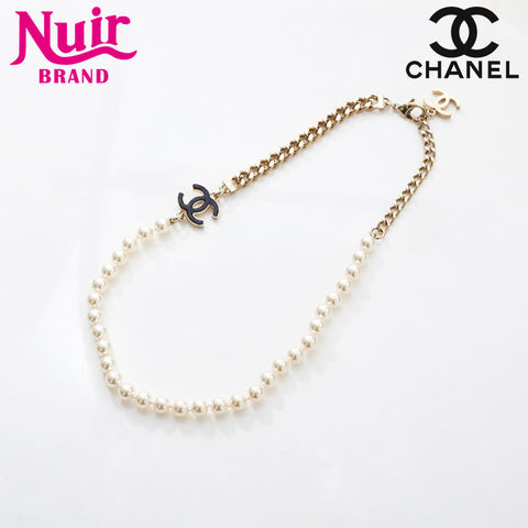 CHANEL 2024 COCO Mark Pearl Necklace gold WS14965