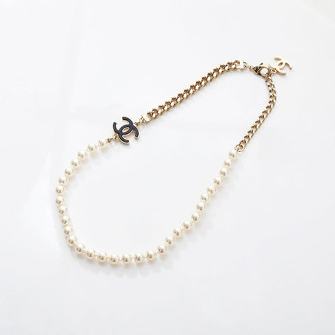 CHANEL 2024 COCO Mark Pearl Necklace gold WS14965