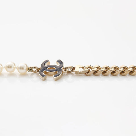 CHANEL 2024 COCO Mark Pearl Necklace gold WS14965