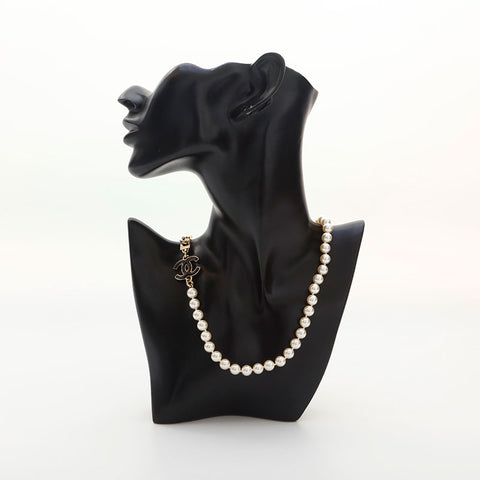 CHANEL 2024 COCO Mark Pearl Necklace gold WS14965