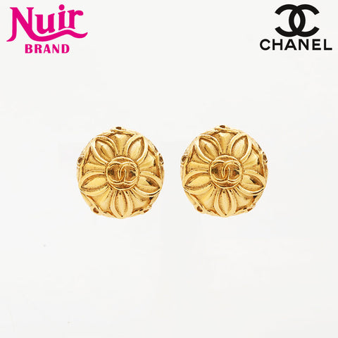 CHANEL 1971-1980s Flower COCO Mark Earring gold WS14967