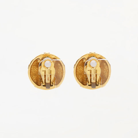 CHANEL 1971-1980s Flower COCO Mark Earring gold WS14967