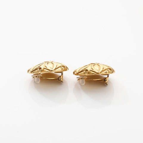 CHANEL 1971-1980s Flower COCO Mark Earring gold WS14967