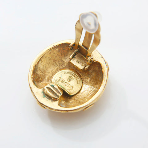 CHANEL 1971-1980s Flower COCO Mark Earring gold WS14967