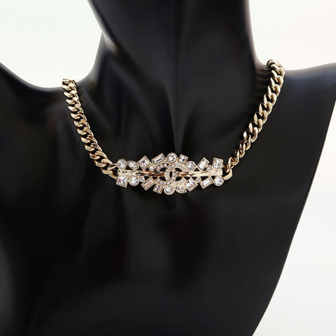 CHANEL 2023 Rhinestone COCO Mark Necklace gold WS14970