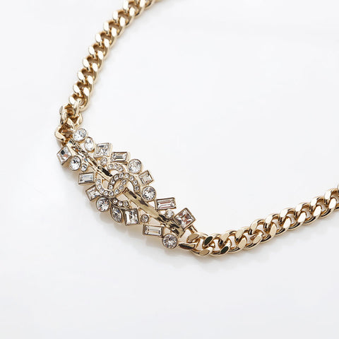 CHANEL 2023 Rhinestone COCO Mark Necklace gold WS14970