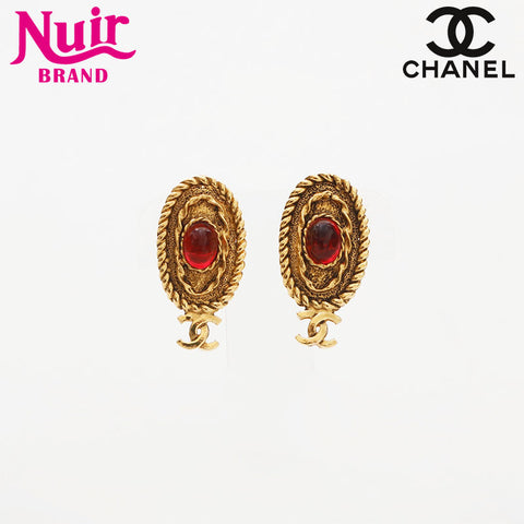CHANEL 1971-1980s COCO Mark Rhinestone Earring gold WS14971